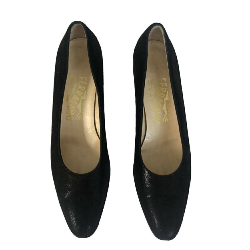 Salvatore Ferragamo Black Sparkle 2" Heels 6.5 AAA - Picture 2 of 12